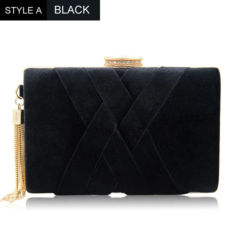 Style A Black Женский клатч, Дамская вечерняя сумочка, стразы, блестящие ручные сумки для невесты, свадебные, маленькие, бриллиантовые сумочки, винно-красные, вечерние, bolso mujer XA54H - Цвет: Style A Black