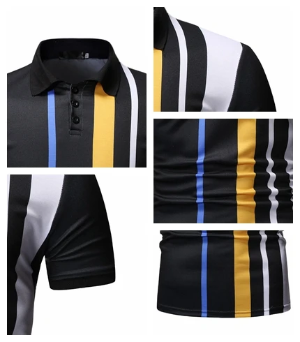 

New Polo Shirt Summer Business Casual Striped Top Classic Contrasting Color Printed Printing Polo Shirt