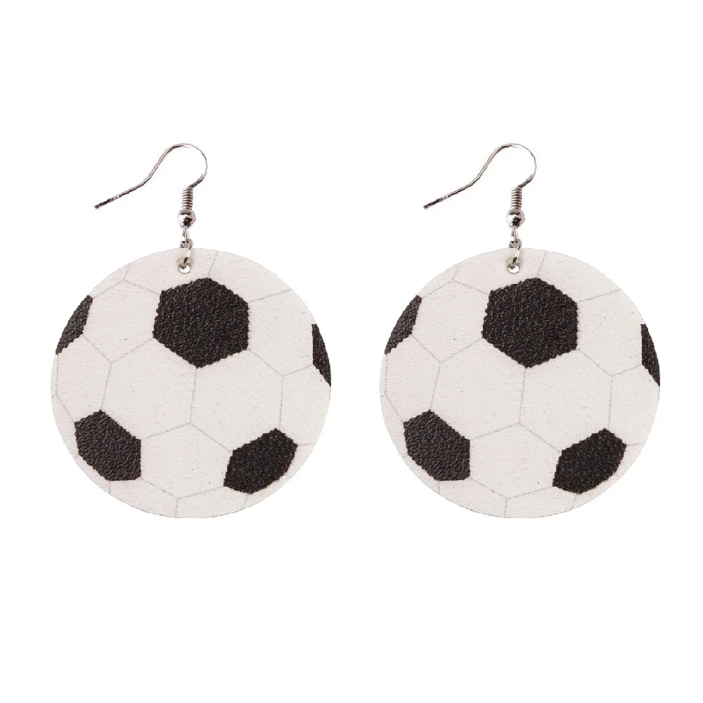 

ZWPON 2019 New PU Leather Soccer Large Earrings for Women