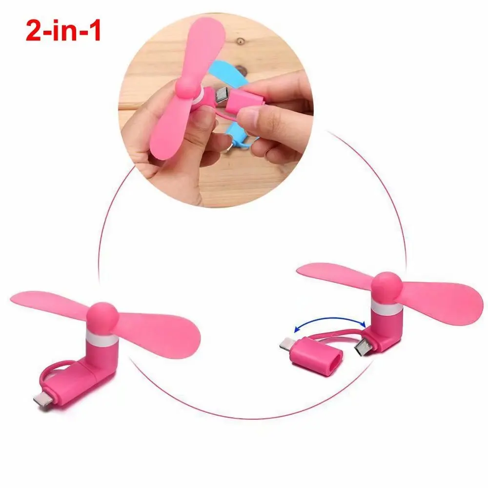 Portable 2 In 1 Mini soft phone Fan for Iphone Android Micro Hanldheld Cooling Cellphone Fan Cooler Mobile phone summer USB Fans
