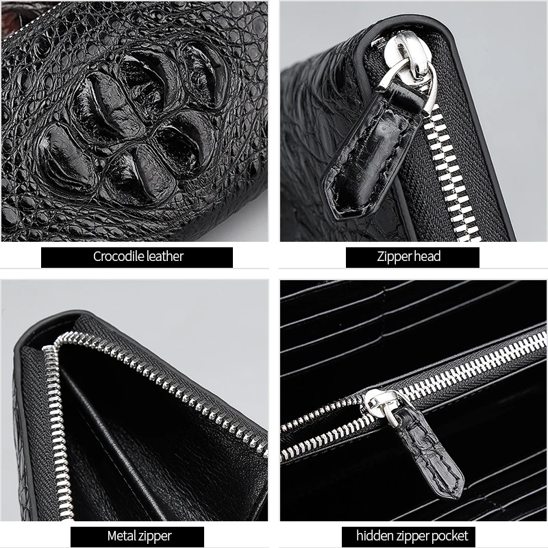 

Padieoe 2018 New Coin Purse Embossing Alligator Fashion Crocodile Long Men Clutch Wallets Men's Crocodile Long Clutch Wallets