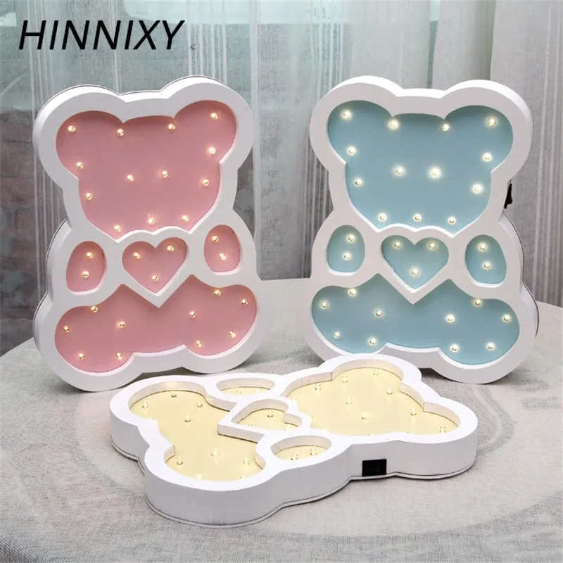 Hinnixy мультяшный медведь Ночная лампа детские ночные светильники детская