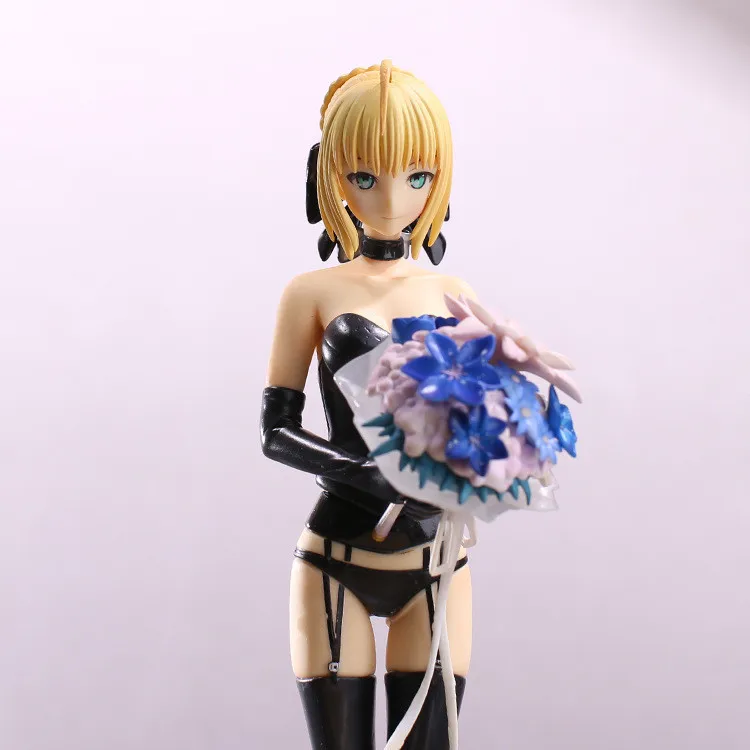 Горячая 1" Fate Stay Night Saber Lily 10th юбилей свадебное платье Регал халаты черный в коробке 25 см ПВХ фигурка модель