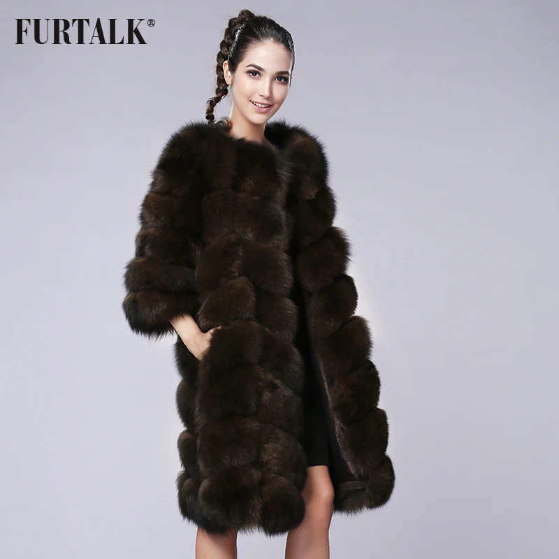 FURTALK 100% Настоящие женщины зима Подлинная Фокс Шуба С 3/4 Рукавом Жилет Одежда