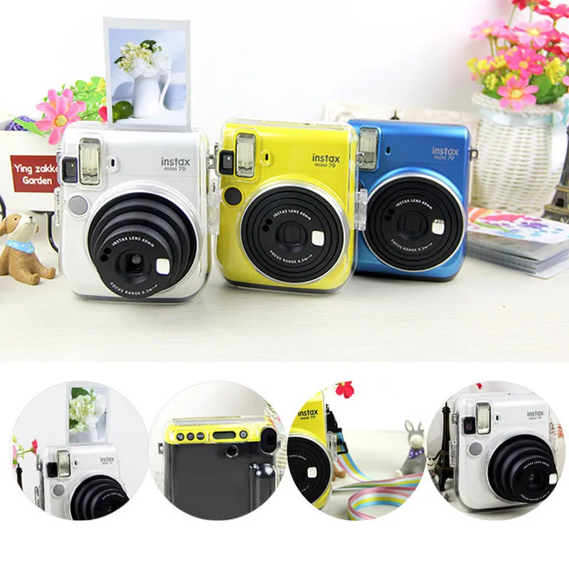 Прозрачный кристально чистый защитный ПВХ жесткий чехол для Fujifilm Instax Mini 70 сумка для камеры с плечевым ремнем