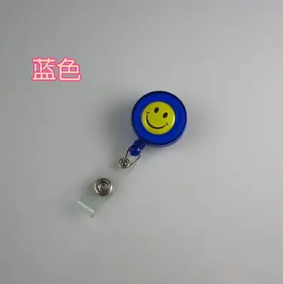 1 шт. синий цвет улыбающееся лицо Выдвижной Катушка Pull ID имя значок держатель