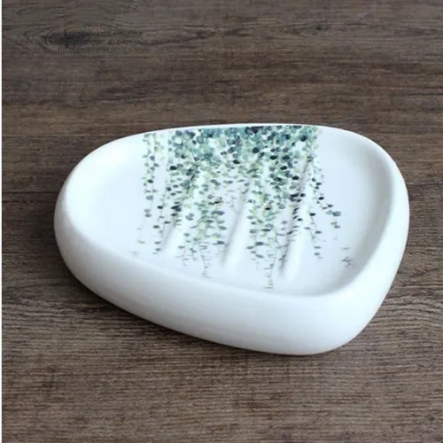 Soap dish 6 шт./компл. нордическое зеленое растение керамической держатель для зубной щетки стакан диспенсер для мыла Простые Свадебные Аксессуары для ванной комнаты Меламиновый поднос - Цвет: Soap dish