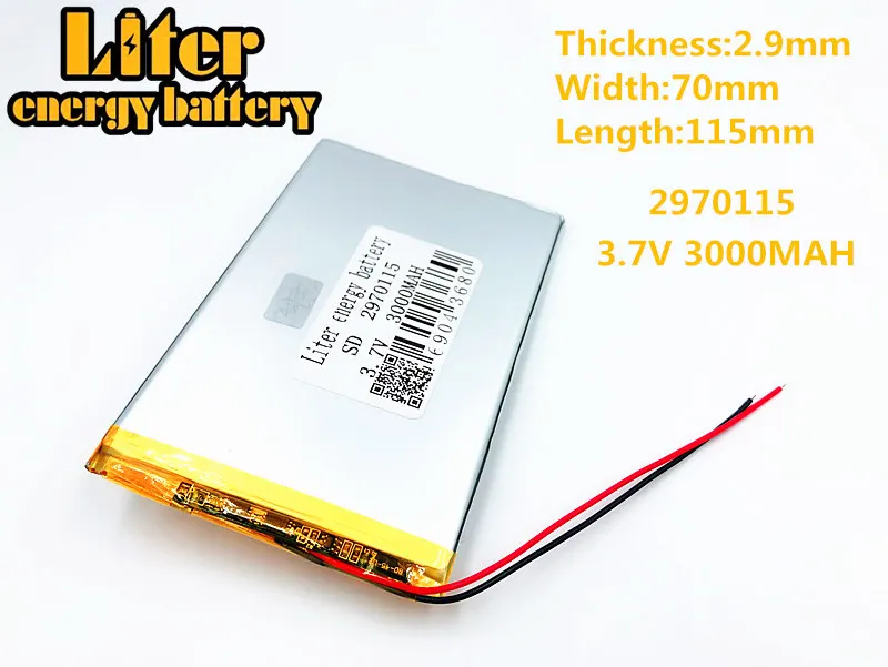 3,7 V 3000 mah аккумулятор для планшета брендовый планшетный полимерный литиевый аккумулятор 2970115 7 дюймов планшетный ПК аккумуляторной батареи