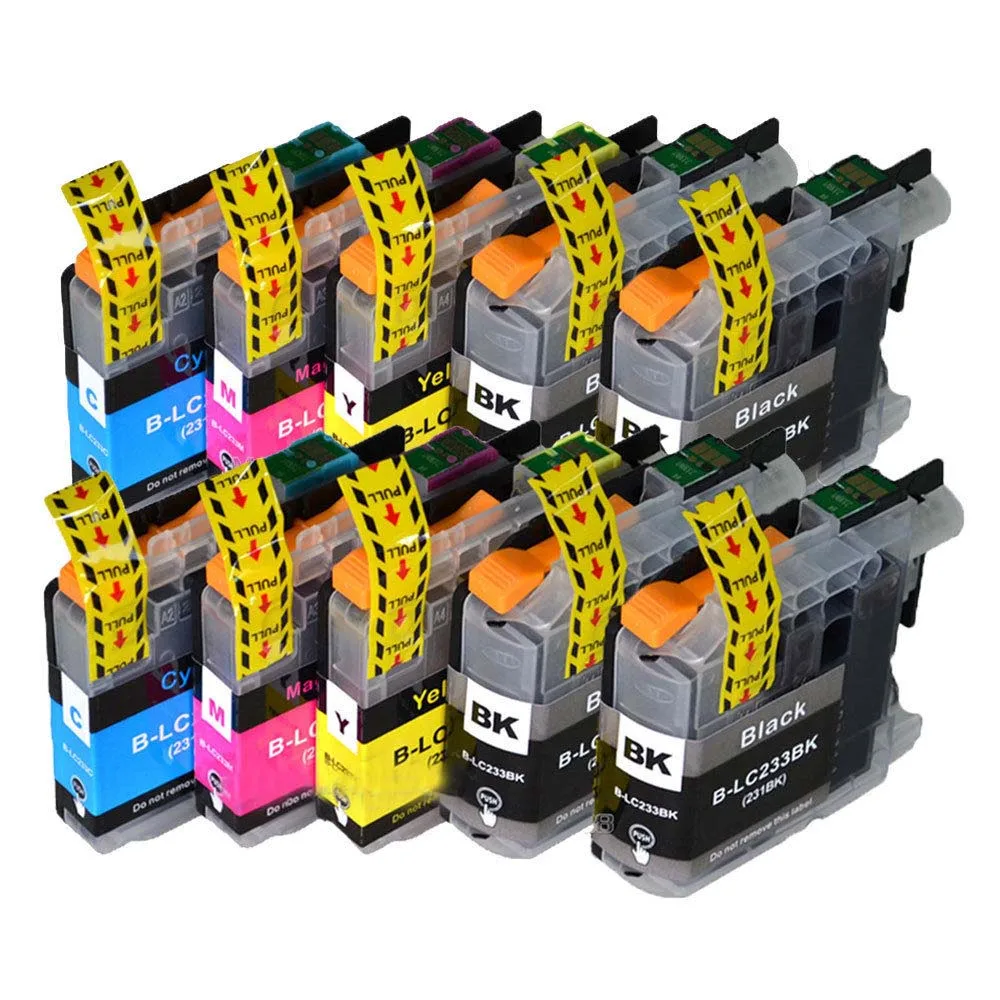 10 чернильных картриджей Φ BK/C/M/Y для Brother LC 233 MFC J4620DW|ink cartridge|brother cartridgebrother ink cartridge |
