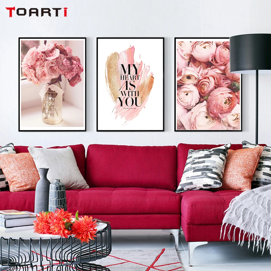 Красивые Розовые розы настенная живопись современный холст постер и принты