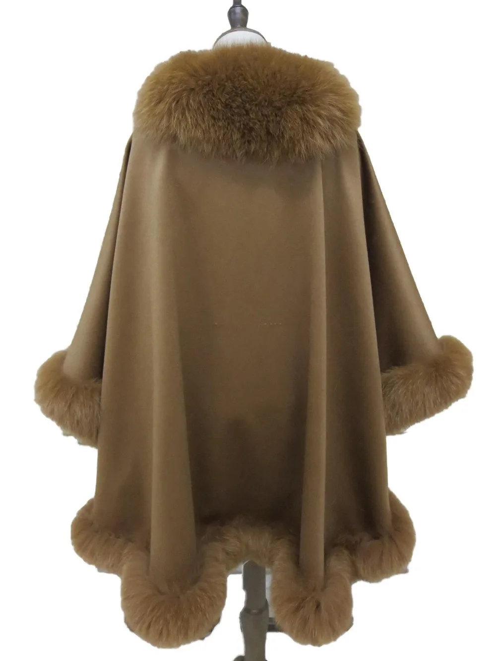 Женская накидка пончо из натурального кашемира с лисьим мехом|poncho cape|real cashmerefur