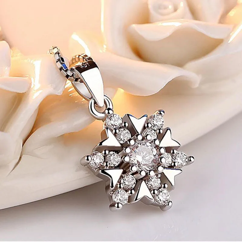 Женское ожерелье с подвеской снежинкой|stone pendant|snowflake pendantcrystal stone pendant |