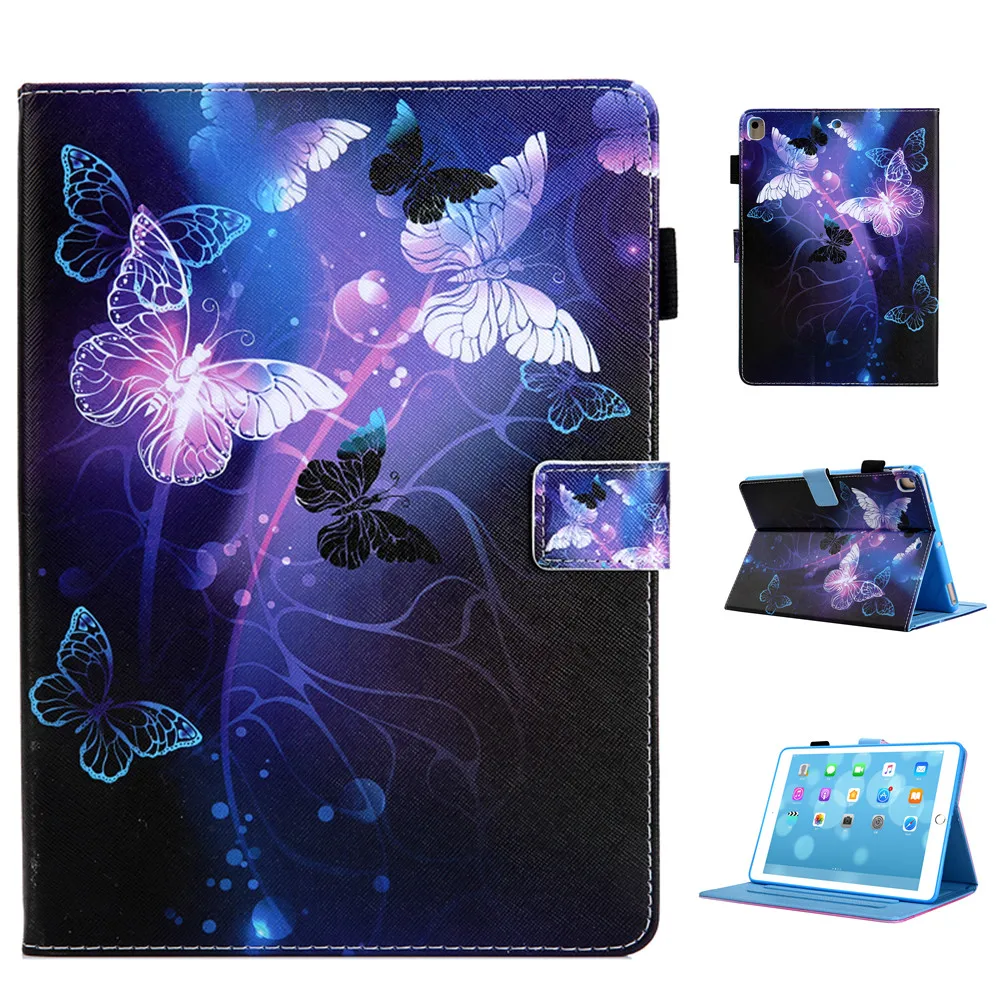 Кожаный чехол с рисунком фиолетовой бабочки для iPad Air 12 Mini 12345 Pro9.7 10 5 2017 2018 9 7