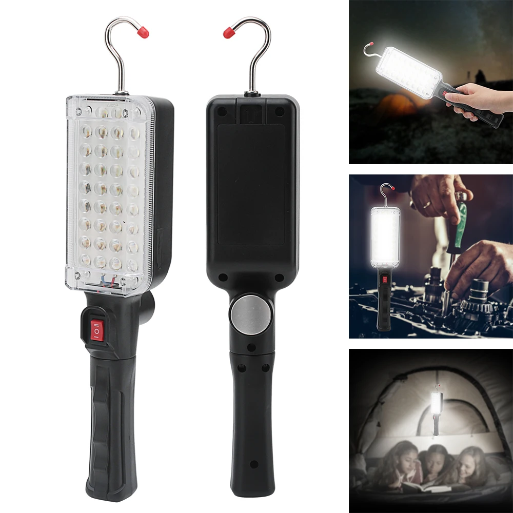 BORUiT 34 SMD светодиодный магнитный рабочий светильник Rehargeable 2-Mode переносные крючки фонарь кемпинговый тент светильник 18650 батарея
