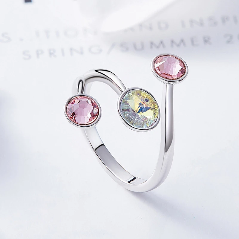 Malanda Новое модное Открытое кольцо, красочные круглые Кристальные кольца swarovski для женщин, кольца для свадебной вечеринки, аксессуары, подарок для девочек