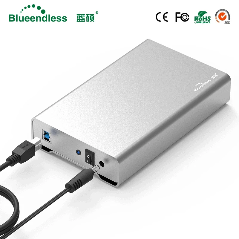 100% New Product hdd box 3.5 sata usb 3.0 hard disk disco duro 3.5 hd externo hdd case Metal Caddy &Housing Cover blueendless
