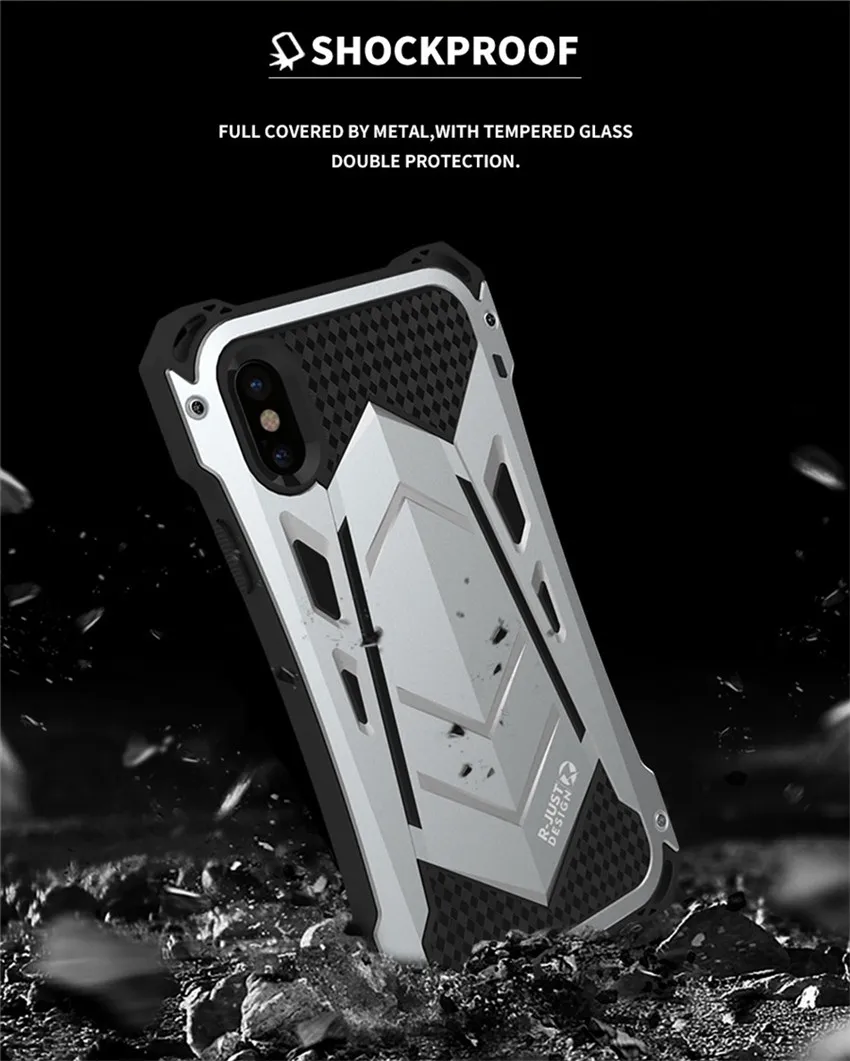 Водонепроницаемый ударопрочный чехол IP54 для iPhone X, 7 Plus, Защитный металлический чехол Doom для iPhone 7, чехол R-just для iPhone 8 Plus
