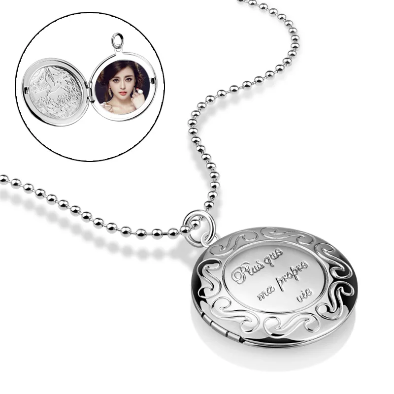 Подарок для влюбленных на День святого Валентина, фоторамки с животными, можно открыть медальон, ожерелье, круглое ожерелье-подвеска, ювелирное изделие для женщин, подарок подруге - Окраска металла: B beads chain