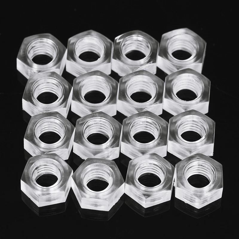 Прозрачные Акриловые гайки 50 шт. шестигранные пластиковые шайба блокировочные M2