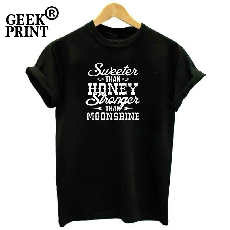 Забавная мягкая мужская футболка с надписью Sweeter Honey сильнее Moonshine|Футболки| |