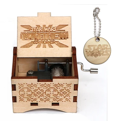 Star wars 7 Старинная резная деревянная музыкальная шкатулка Звездные войны Рождественский подарок на год подарок на день рождения украшение анонимичность - Цвет: Star wars 7