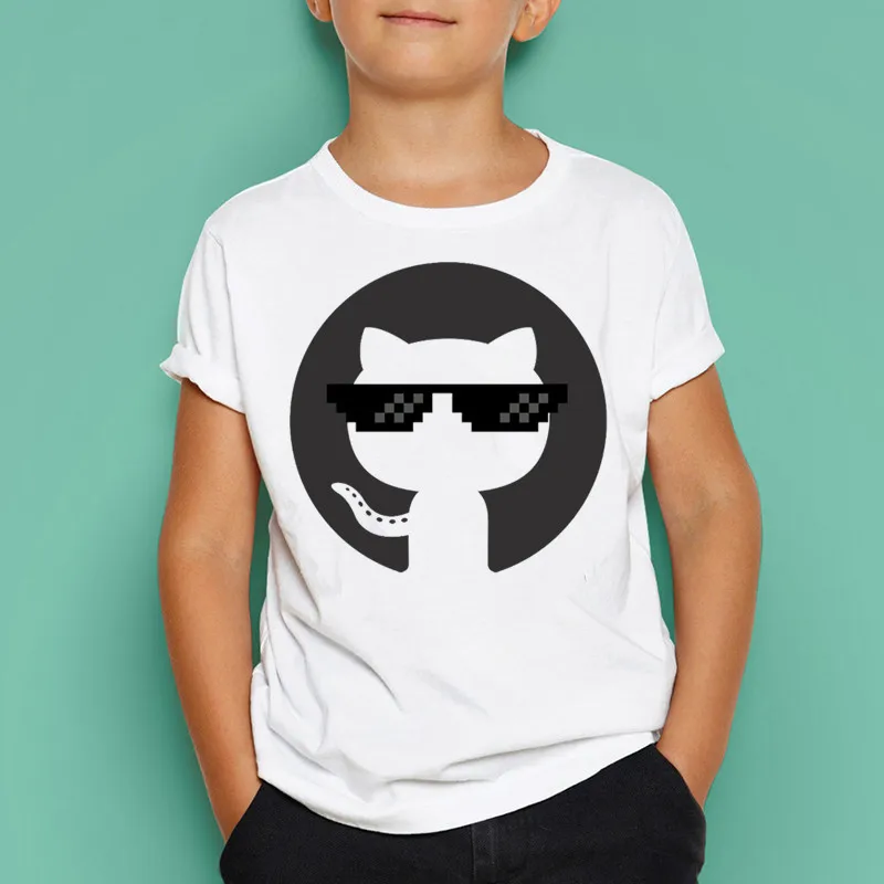 Детская футболка с надписью Geek Programmer Github Social Coding летние белые топы для мальчиков