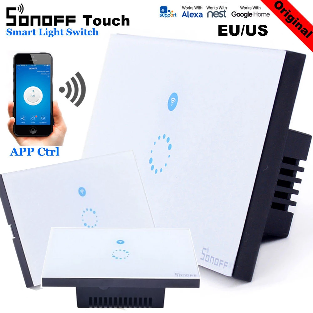 Сенсорный Wi-Fi переключатель US/EU Sonoff, роскошная кристальная стеклянная пластина, сенсорная Беспроводная синхронизация, приложение, переключатель, дистанционное управление, приложение, управление, домашний комплект
