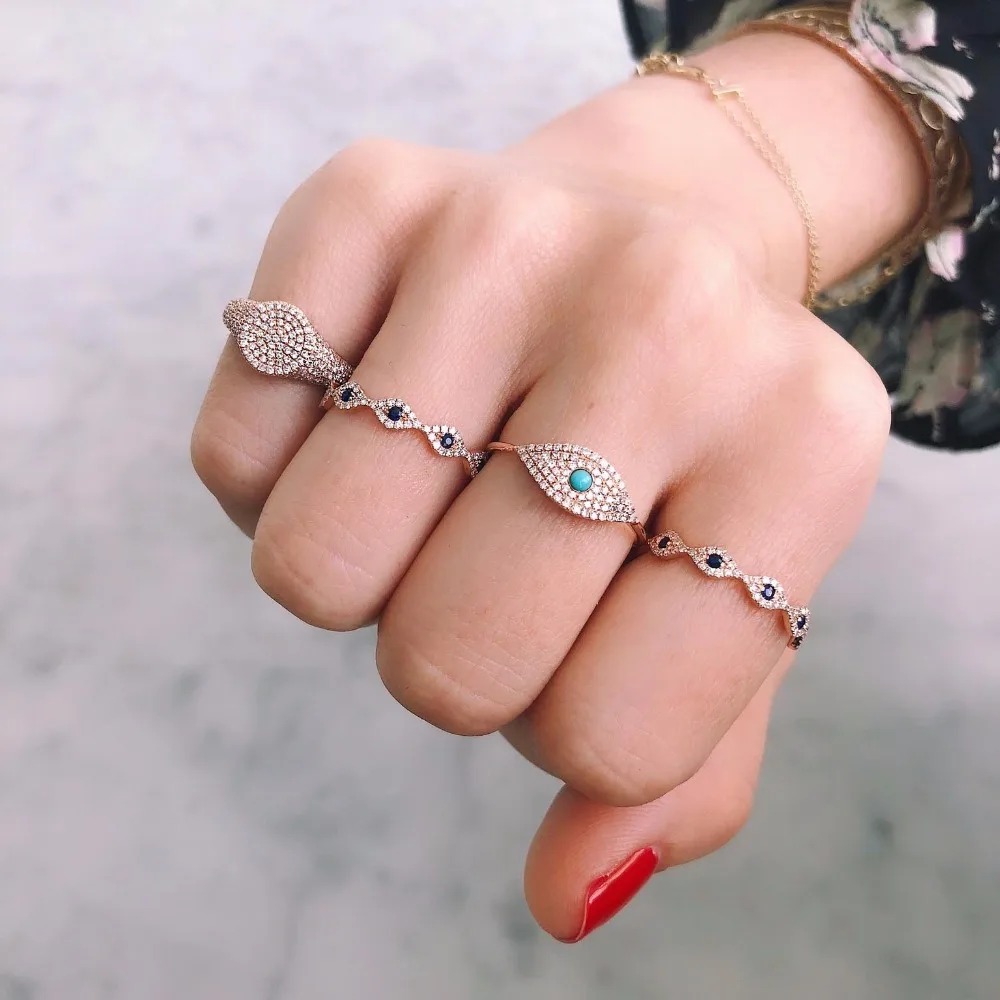 Cz кольцо вечности сглаза дизайн lucky girl женское Подарочное ювелирное изделие AAA