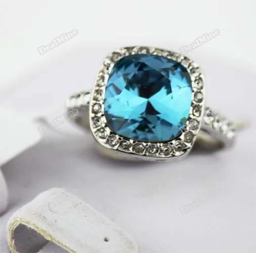 dealmine Festival! New Rhinestone Sapphire Cocktail Austria Crystals Finger Rings Size 6 7 8 9 popular | Компьютеры и офис