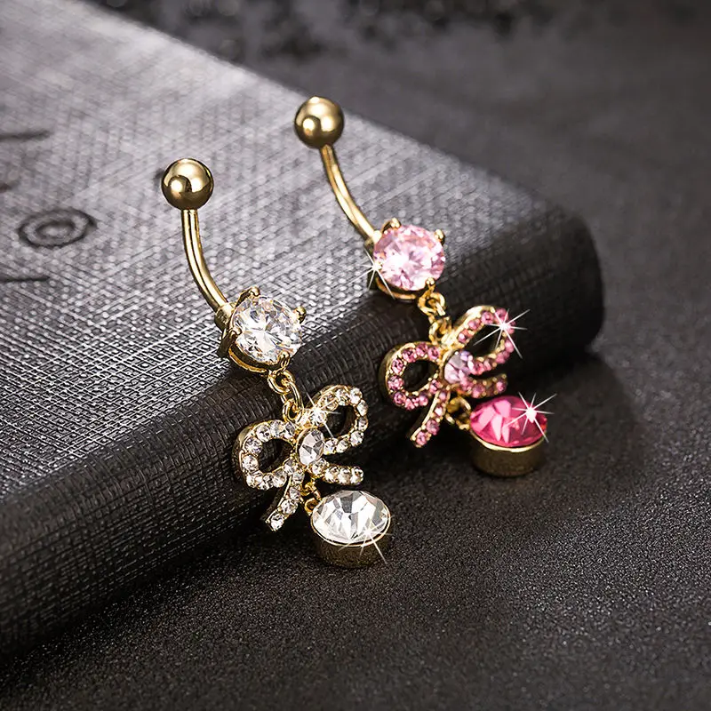 2019 пикантные мотаться пупок колец стразы тела JewelryDouble лепестки циркон кристалл