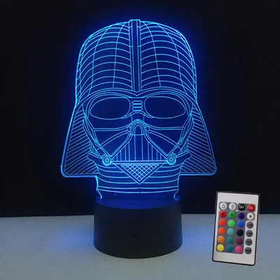 Darth vader 2 Звездные войны 3D Дарт Вейдер Темный воин Иллюзия 7 цветов Изменение визусветодио дный альный светодиодный свет светятся в темноте игрушки Рождественские мальчики подарки - Цвет: Darth vader 2