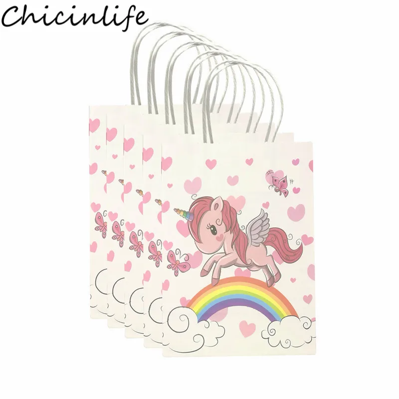 Пакеты из крафт-бумаги Chicinlife в виде единорога 5 шт. декор для свадьбы дня рождения