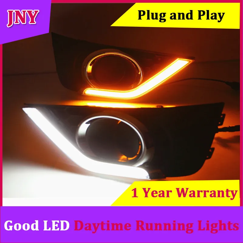 JNY 12V автомобильный DRL для Honda city 2015 2016 2017 белый поворотный желтый сигнальный