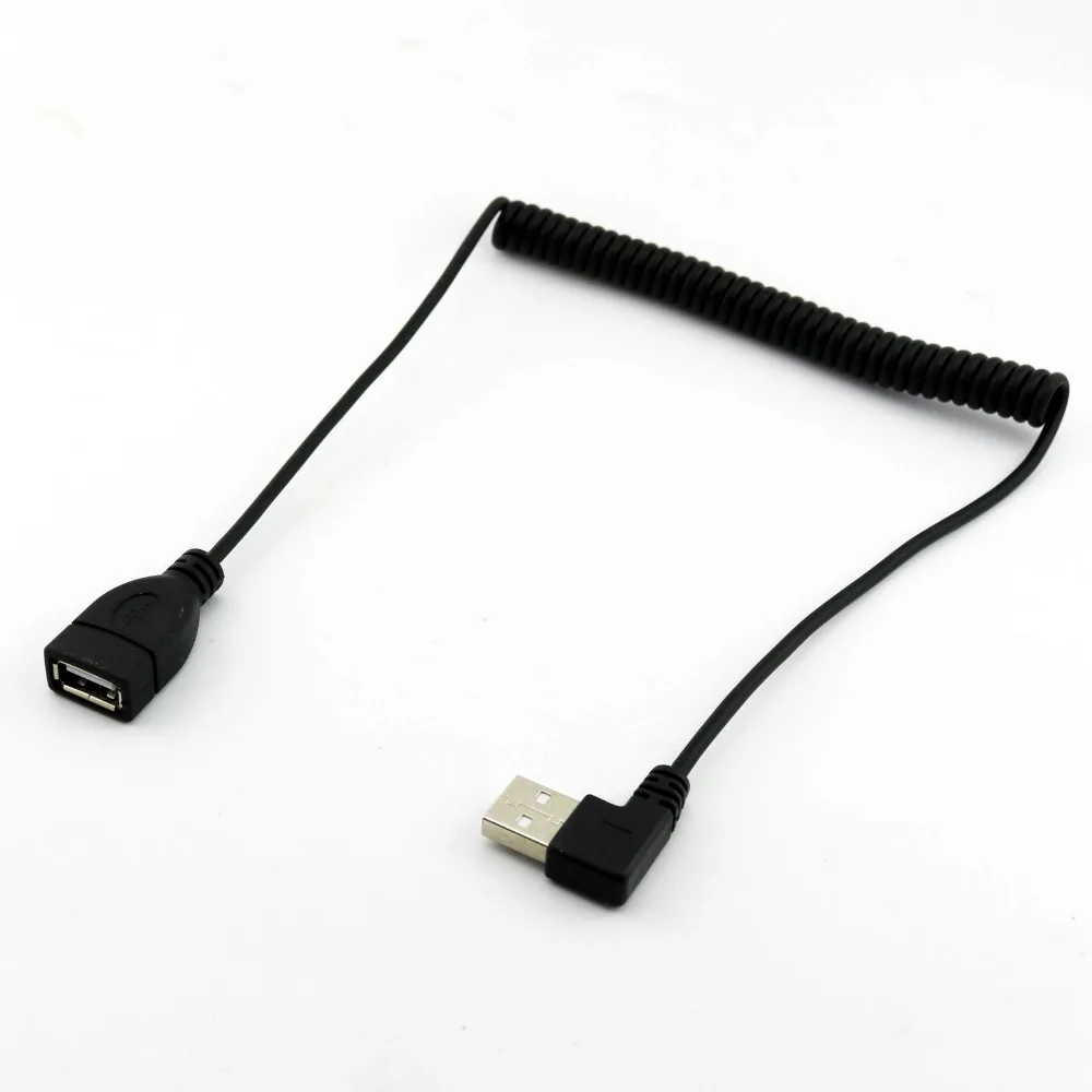 

10x USB 2.0 A Female to Male Plug Spiral Coiled Adapter Connector Cable Cord 1.5m Left/Right Angled
