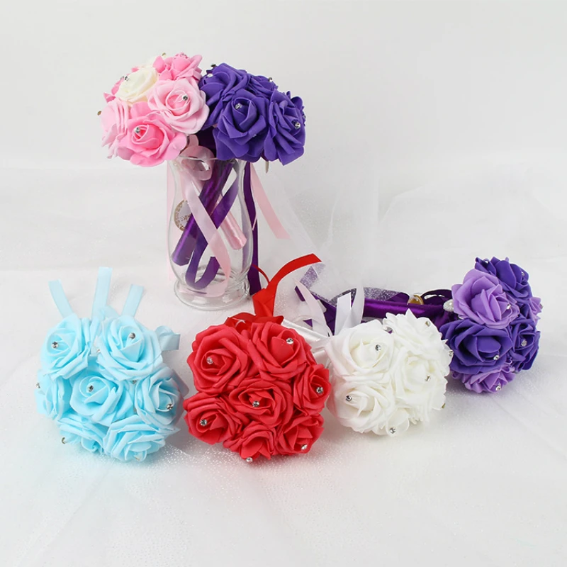 Бесплатная доставка Дешевые PE розы подружки невесты свадебные цветы из