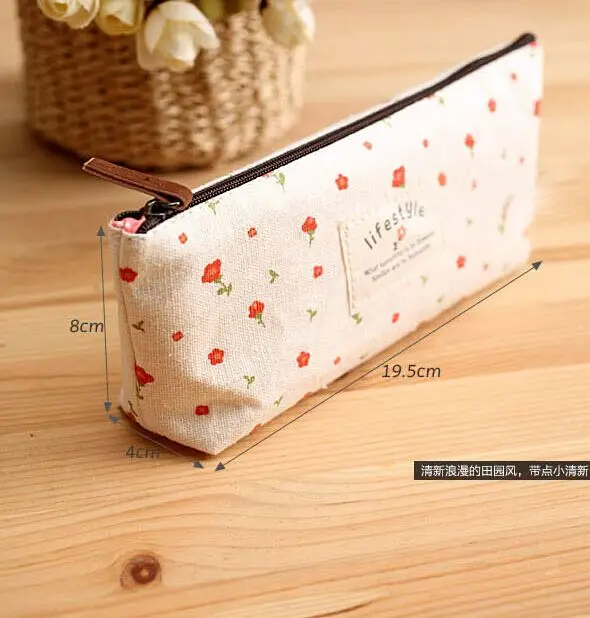 Пенал тканевый с цветочным рисунком для девочек и женщин|canvas pencil case|pencil casepencil bag