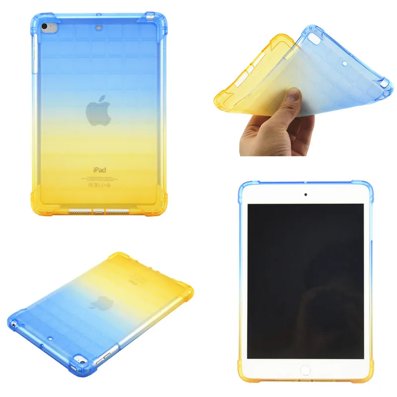 Силиконовый для iPad Mini 1 2 3 4 5 Чехол Мягкий ТПУ прозрачный защитный чехол для iPad 7,9 дюймов с подушками безопасности - Цвет: BLUE TO YELLOW