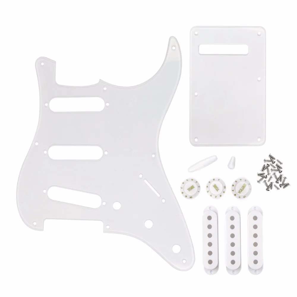 

Set of 1Ply Transparent 8 Hole Vintage ST Guitar Pickguard SSS Back Plate Pickup Covers 2T1V Knobs Tips