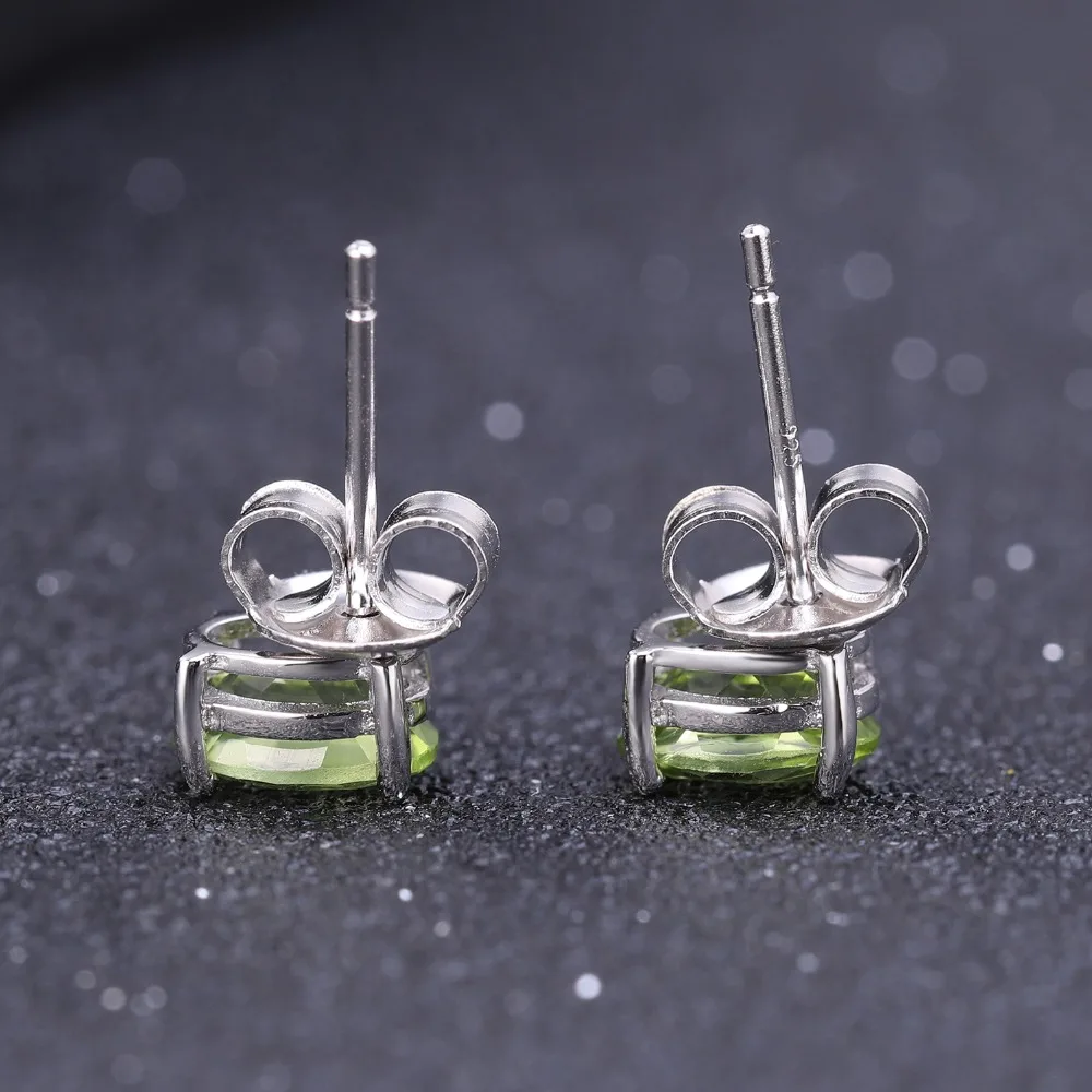 Gem балетные костюмы 5*7 мм 1.72Ct Овальный натуральный зеленый камень хризолит Стад Серьги 925 пробы серебро Модные украшения для Для женщин