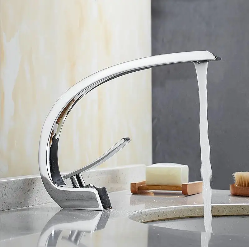 chrome Tuqiu Black/white bath Basin Faucet Brass Chrome Faucet Brush Nickel Sink Mixer Tap Vanity Hot Cold Water Bathroom Faucets - Цвет: chrome