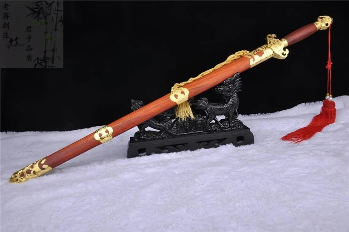 HandMade Training Chinese WUSHU TaiChi Sword Katana Carbon Blade Alloy Fittings Redwood Saya TaiJi Lucky | Дом и сад