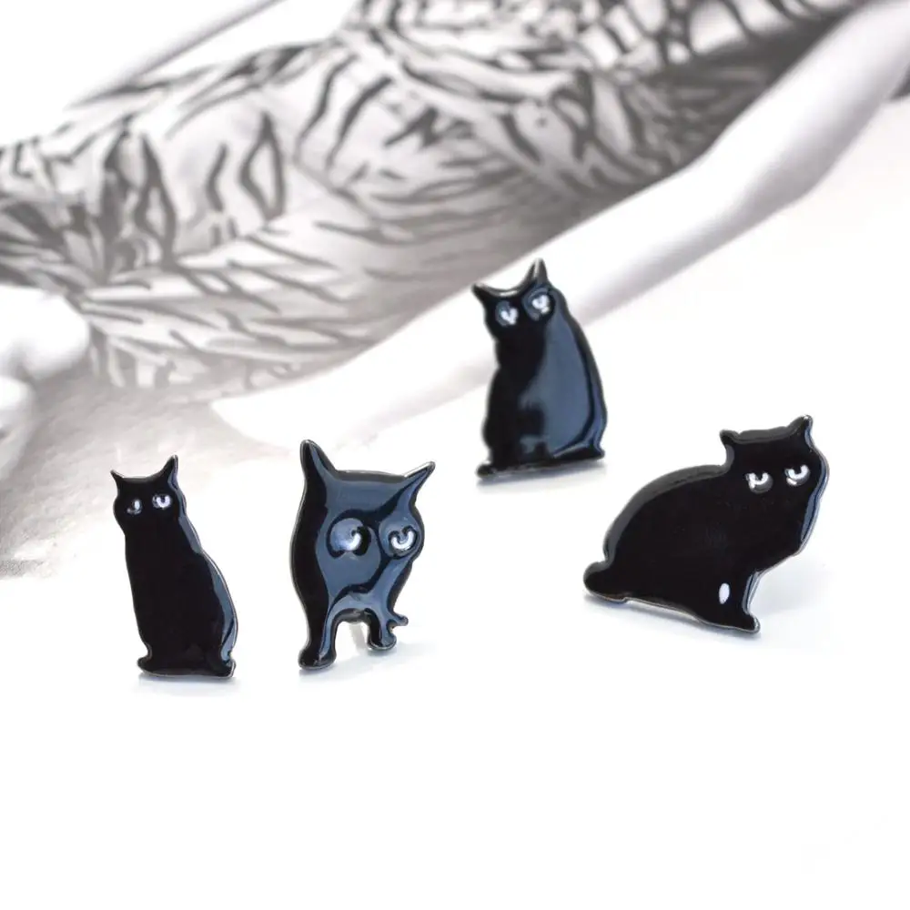 (4 шт./компл.) 2016 Новый дизайн сезона прекрасный черной эмалью эпоксидной Cat и броши