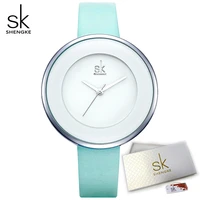 shengke brand luxury womens watches quartz wristwatches lady white leather mixmatch dress big clock dial relogio feminino 2021
