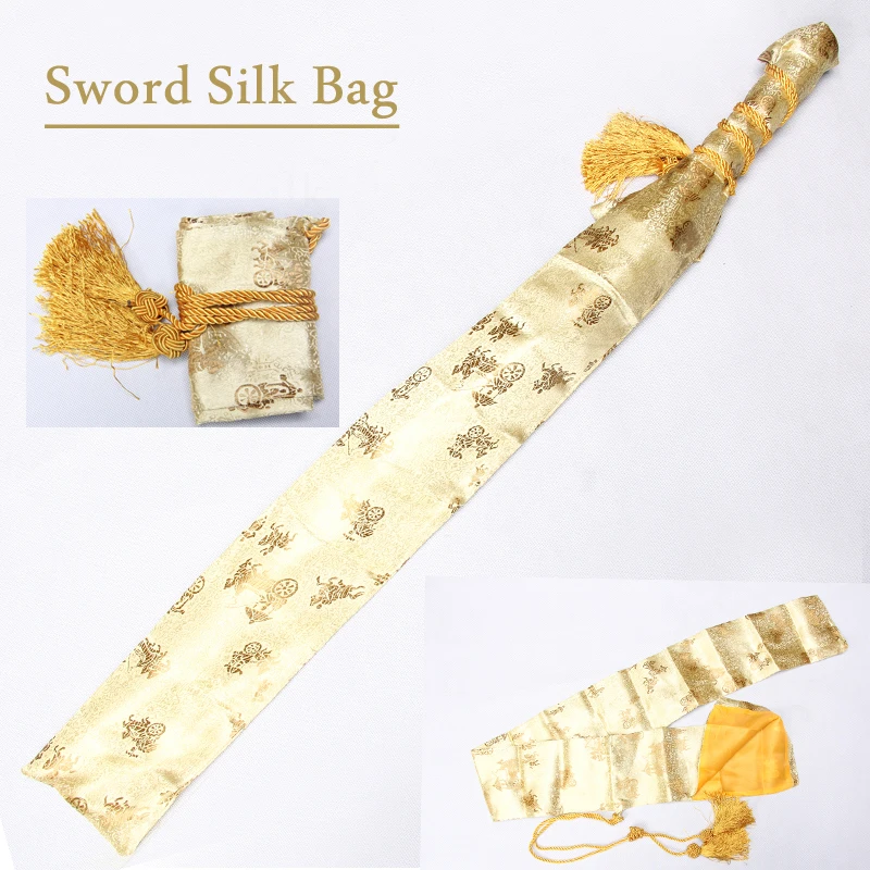 Японский самурайский меч шелковая сумка золотого цвета вышитый античный рисунок