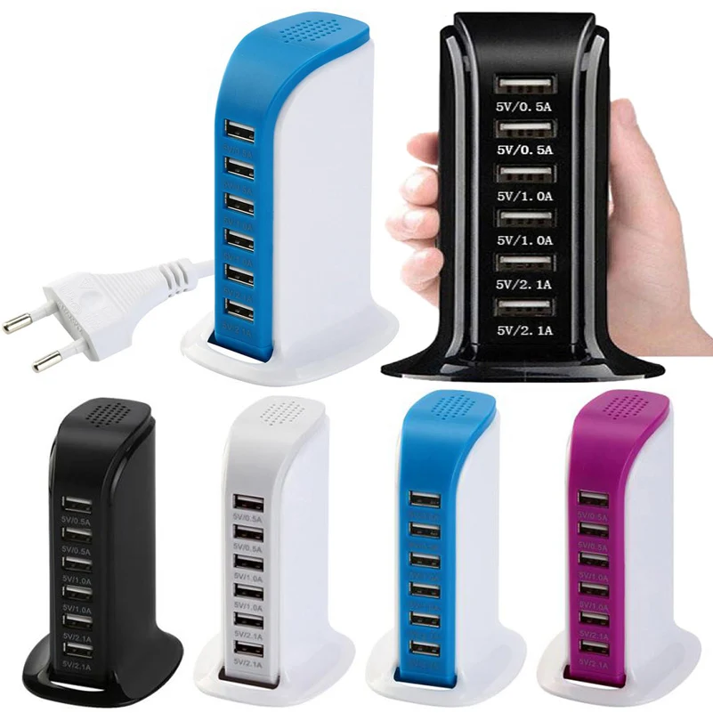 30 Вт USB адаптер питания 6 портов быстрая зарядная станция настольная US EU UK