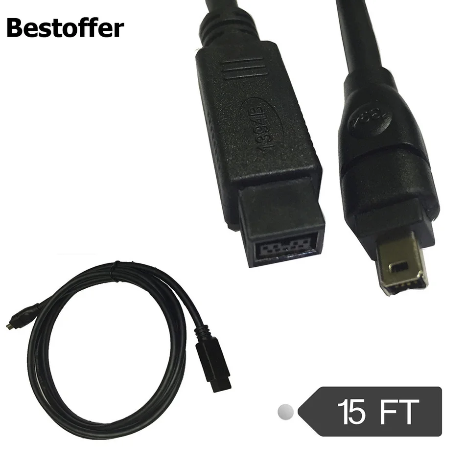 Черный Кабель IEEE 1394 Firewire 800 400 9 контактный/4 контактный штекер/штекер 15 футов 4 5