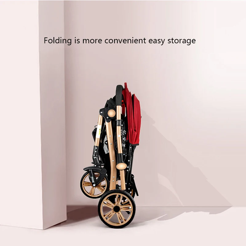 Детская коляска может сидеть Лежащая Легкая Складная дышащая двухсторонняя