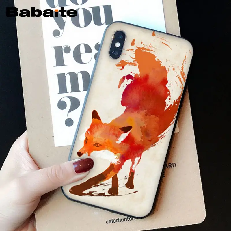 Мягкий силиконовый черный чехол для телефона Babaite с изображением милых животных лисы кошки для iPhone 8 7 6 6S Plus 5 5S SE XR X XS MAX Coque Shell
