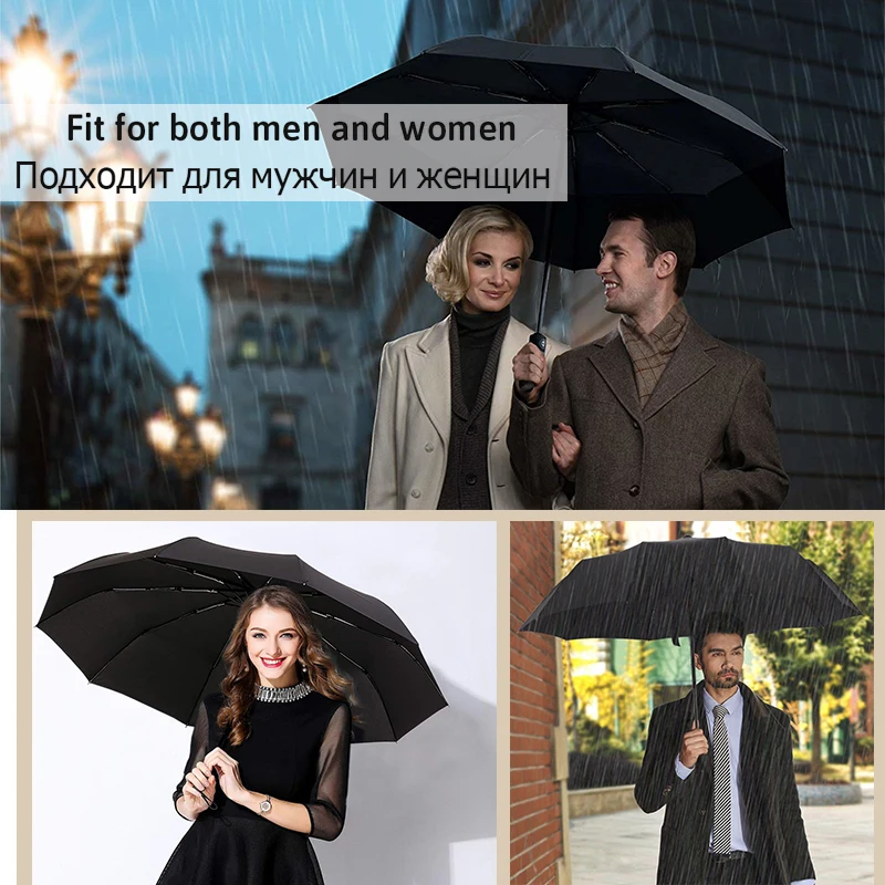 Новый устойчивый складной полностью автоматический зонт от дождя для женщин