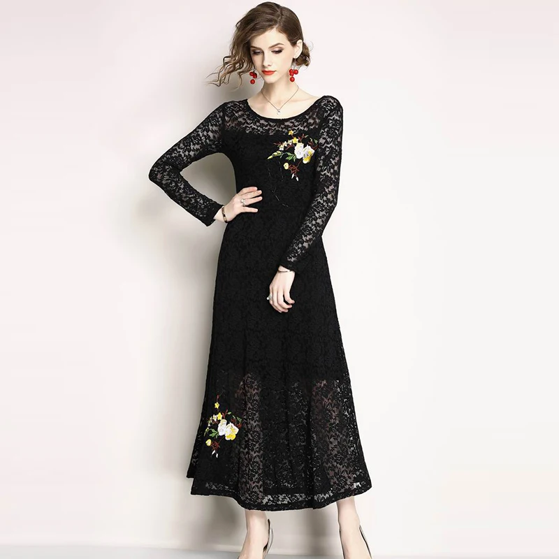2018 пикантные женские элегантный цветок вышивка кружевное платье vestido de festa модное